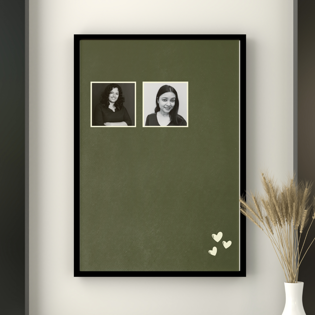 Personalized Minimalist Two-Photo Frame | Custom Olive Green Couple Art custom Premium Wall Art Canvas by MeriDeewar