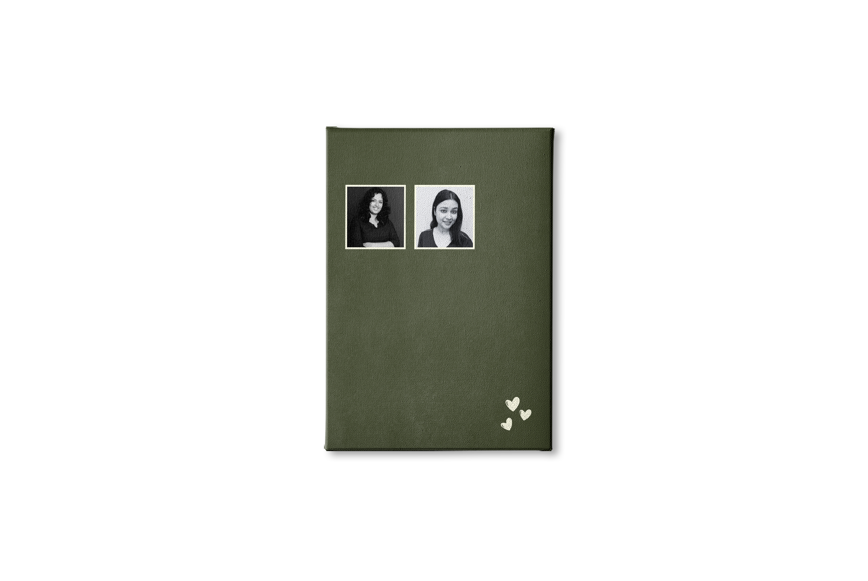 Personalized Minimalist Two-Photo Frame | Custom Olive Green Couple Art custom Premium Wall Art Canvas by MeriDeewar