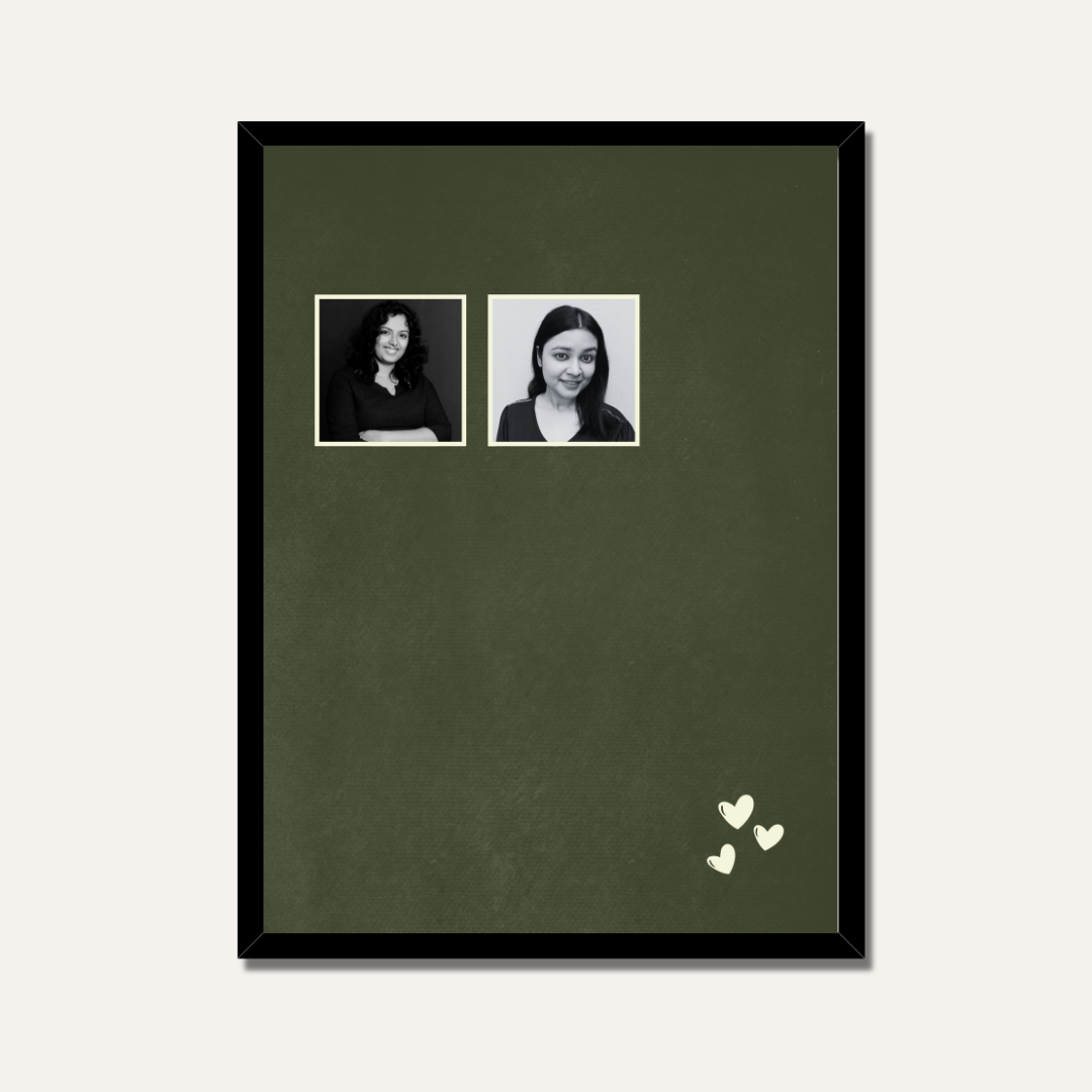 Personalized Minimalist Two-Photo Frame | Custom Olive Green Couple Art custom Premium Wall Art Canvas by MeriDeewar