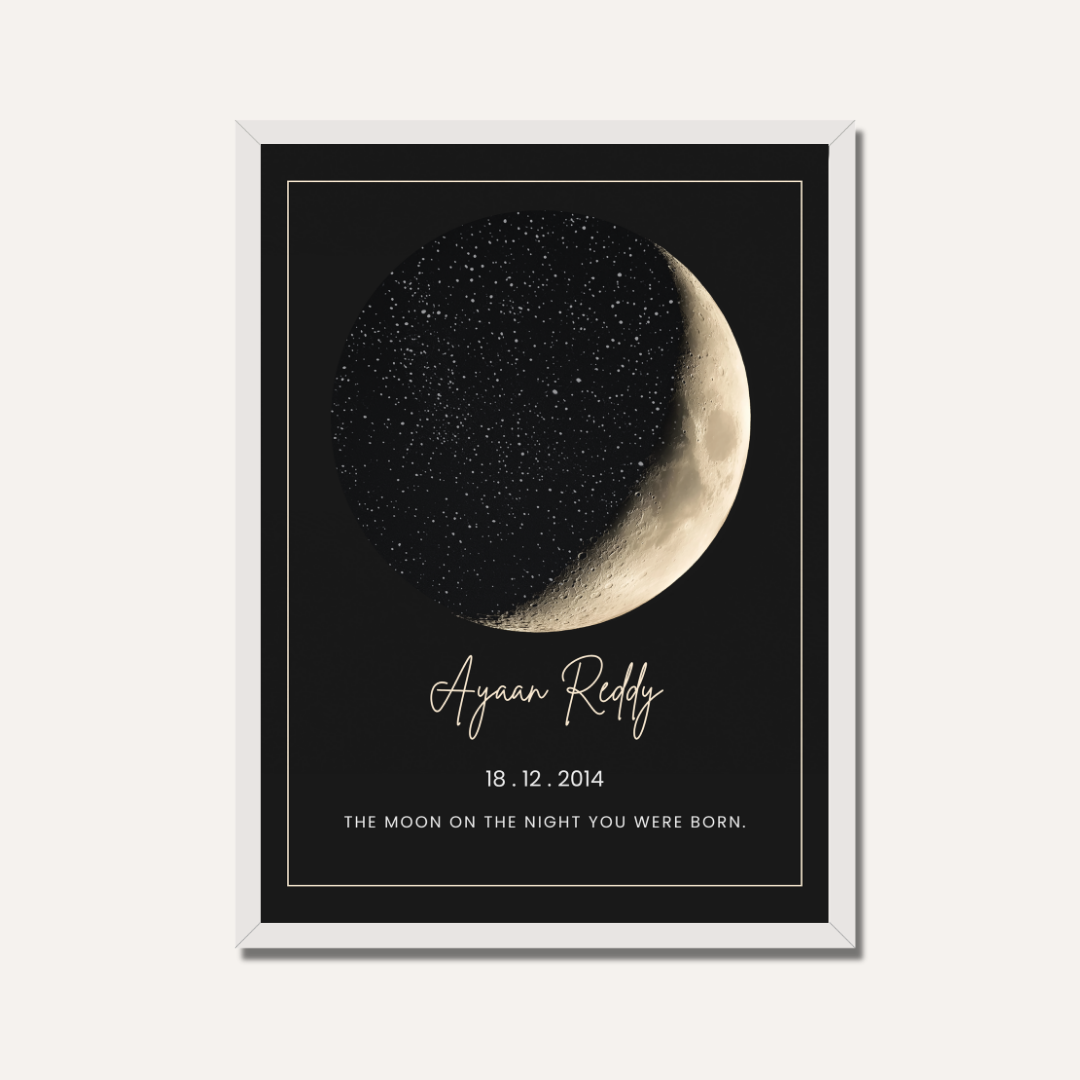 Personalized Moon Phase "Night You Were Born" Frame | Custom Celestial Art custom Premium Wall Art Canvas by MeriDeewar