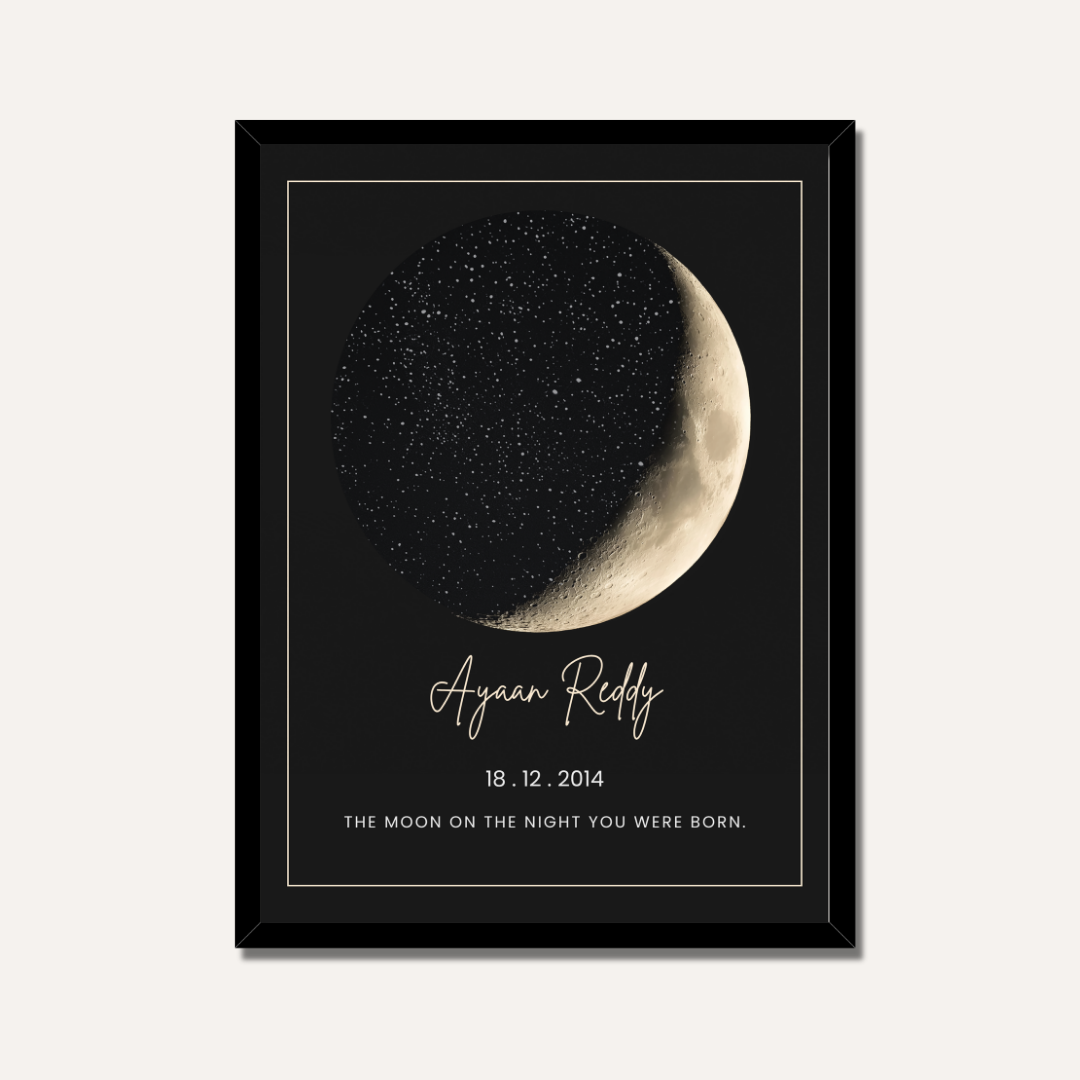 Personalized Moon Phase "Night You Were Born" Frame | Custom Celestial Art custom Premium Wall Art Canvas by MeriDeewar
