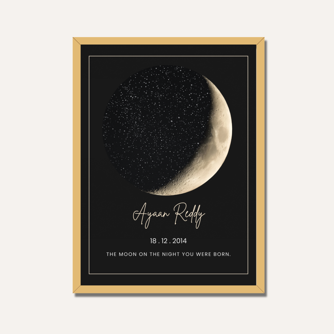 Personalized Moon Phase "Night You Were Born" Frame | Custom Celestial Art custom Premium Wall Art Canvas by MeriDeewar