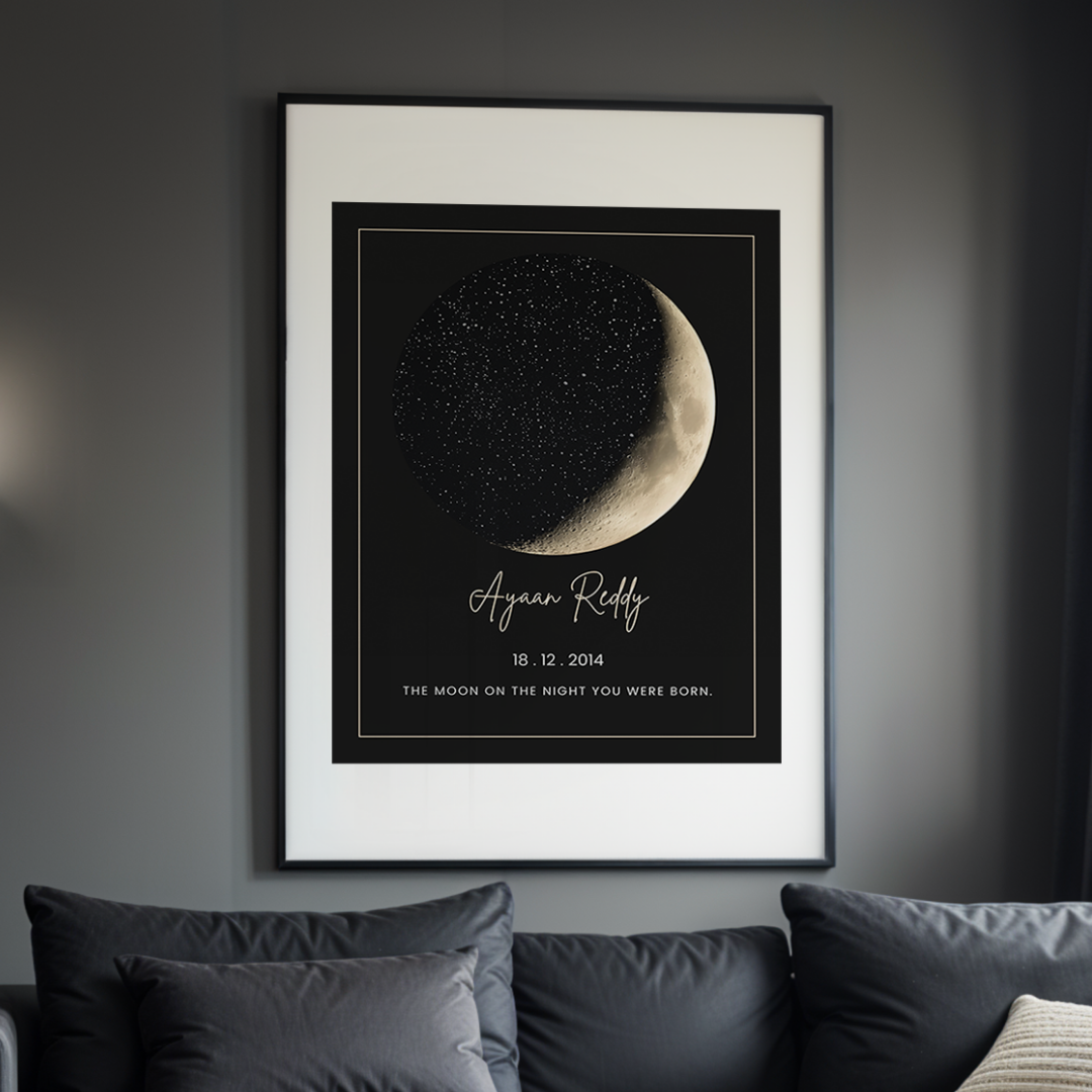 Personalized Moon Phase "Night You Were Born" Frame | Custom Celestial Art custom Premium Wall Art Canvas by MeriDeewar