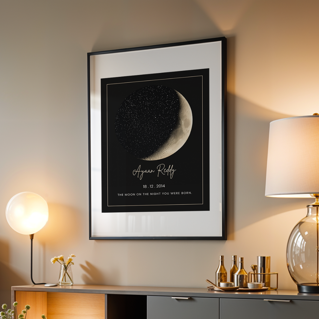 Personalized Moon Phase "Night You Were Born" Frame | Custom Celestial Art custom Premium Wall Art Canvas by MeriDeewar