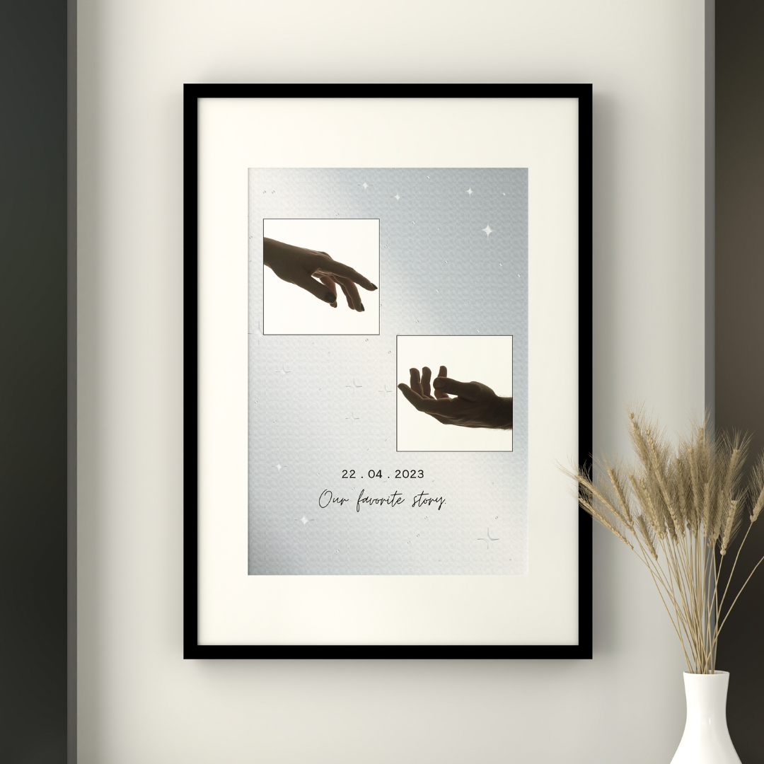 Personalized "Our Favorite Story" Offset Photo Frame | Custom Celestial Couple Art custom Premium Wall Art Canvas by MeriDeewar