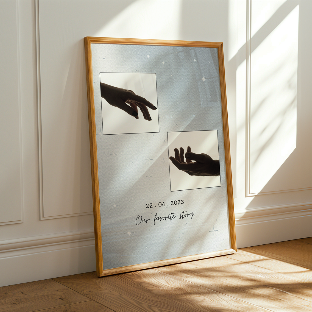 Personalized "Our Favorite Story" Offset Photo Frame | Custom Celestial Couple Art custom Premium Wall Art Canvas by MeriDeewar