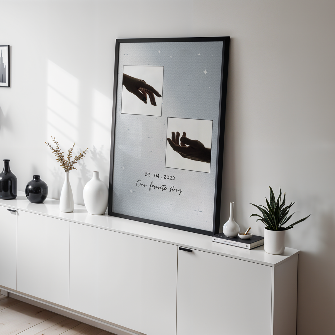 Personalized "Our Favorite Story" Offset Photo Frame | Custom Celestial Couple Art custom Premium Wall Art Canvas by MeriDeewar