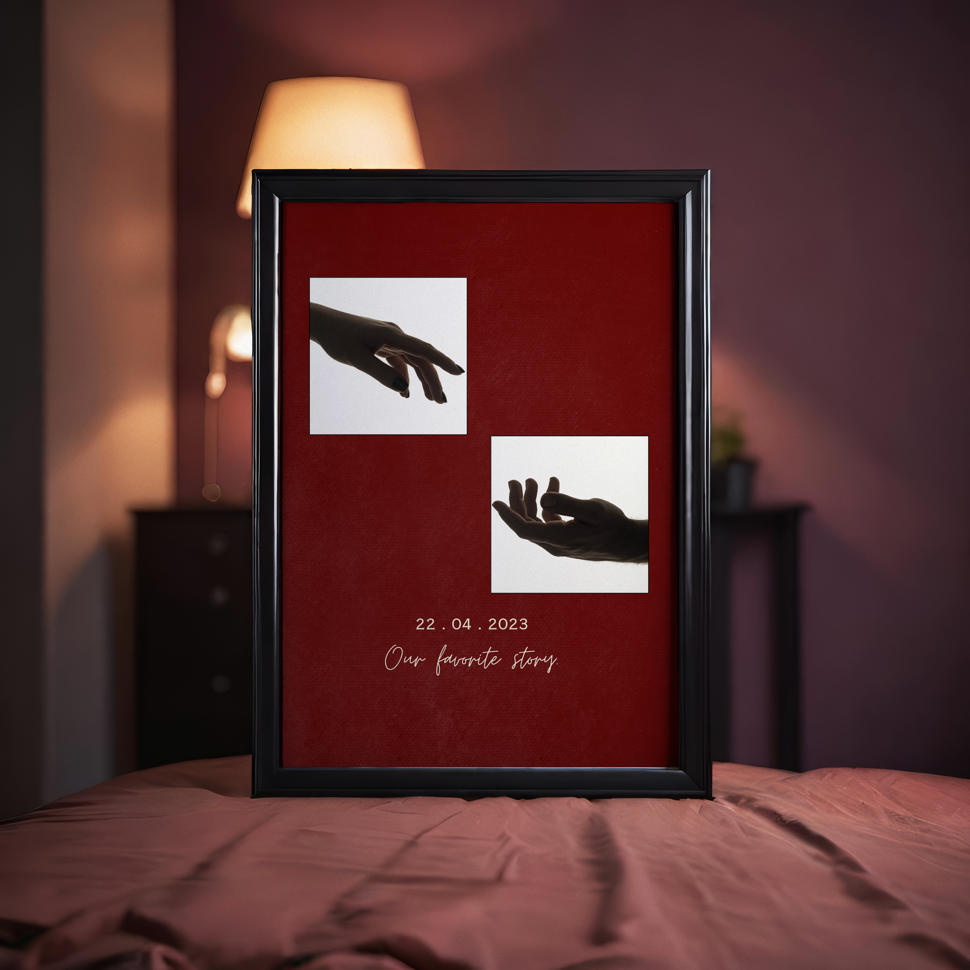 Personalized "Our Favorite Story" Offset Photo Frame | Custom Celestial Couple Art custom Premium Wall Art Canvas by MeriDeewar