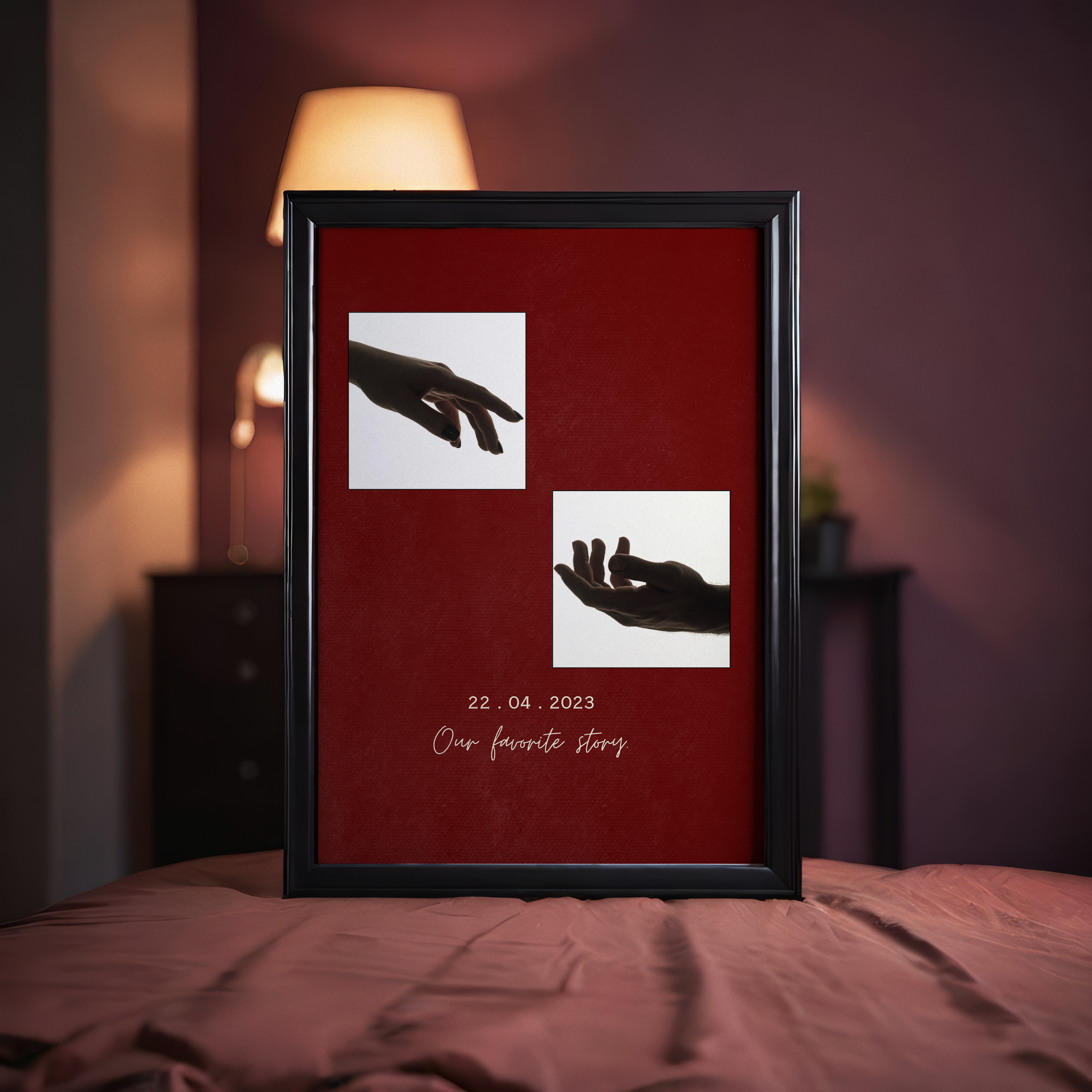 Personalized "Our Favorite Story" Offset Photo Frame | Custom Celestial Couple Art custom Premium Wall Art Canvas by MeriDeewar