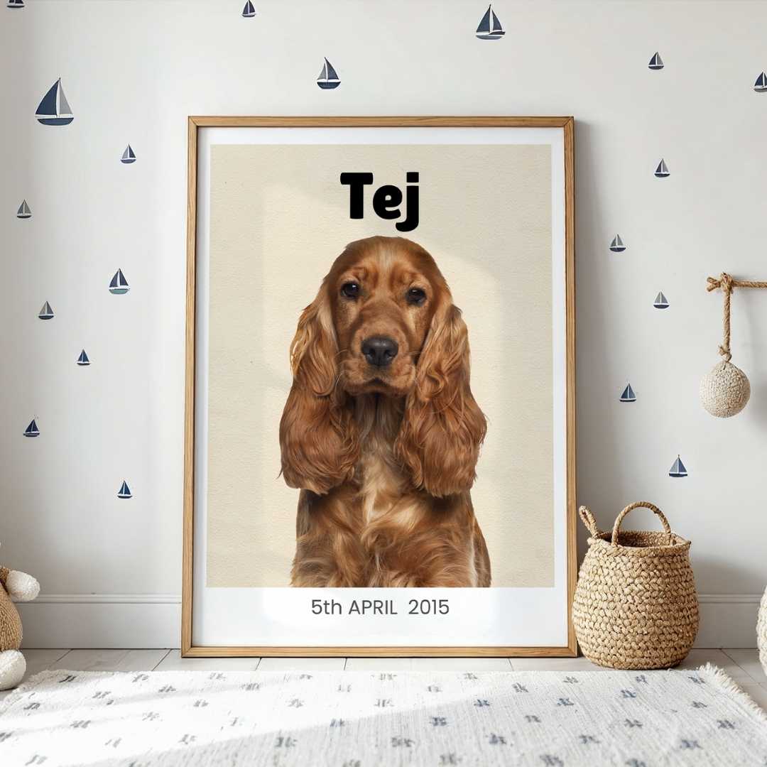 Personalized Pet Portrait Photo Frame | Custom Minimalist Pet Art custom Premium Wall Art Canvas by MeriDeewar