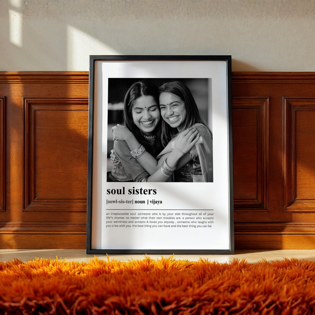 Personalized "Soul Sisters" Dictionary Definition Photo Frame | Custom sister Art custom Premium Wall Art Canvas by MeriDeewar