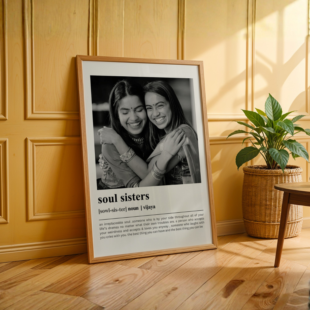 Personalized "Soul Sisters" Dictionary Definition Photo Frame | Custom sister Art custom Premium Wall Art Canvas by MeriDeewar