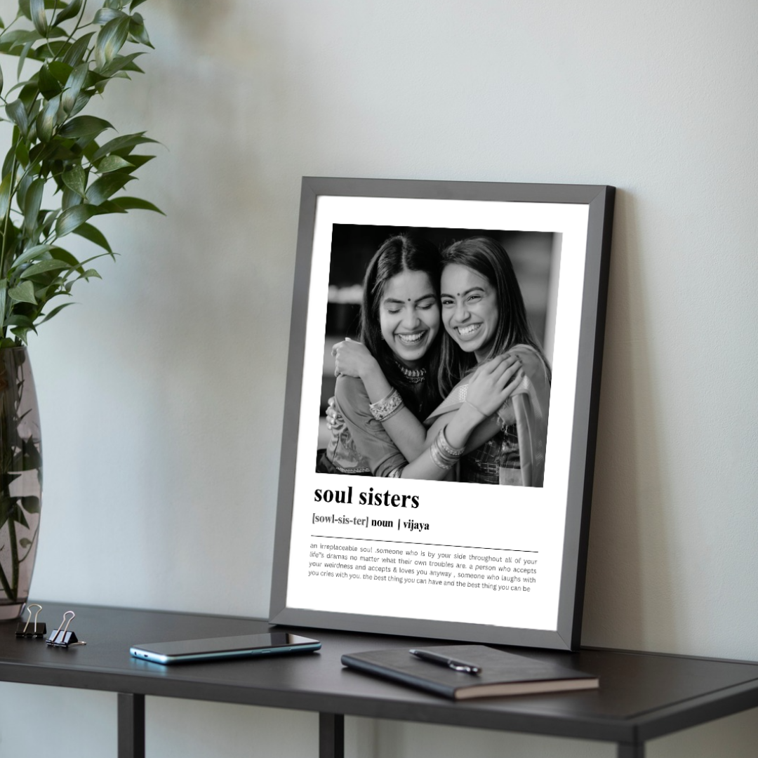 Personalized "Soul Sisters" Dictionary Definition Photo Frame | Custom sister Art custom Premium Wall Art Canvas by MeriDeewar