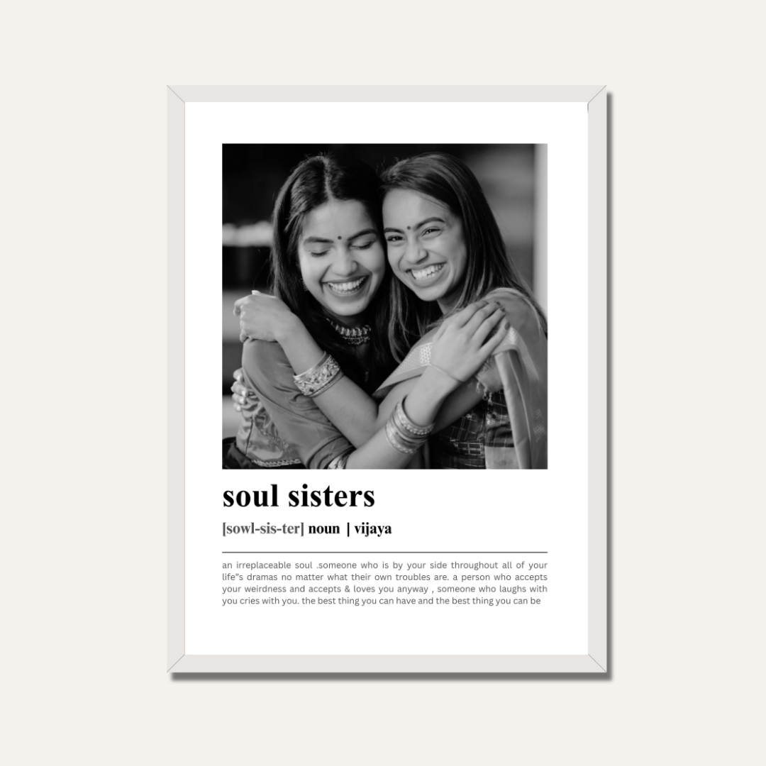 Personalized "Soul Sisters" Dictionary Definition Photo Frame | Custom sister Art custom Premium Wall Art Canvas by MeriDeewar