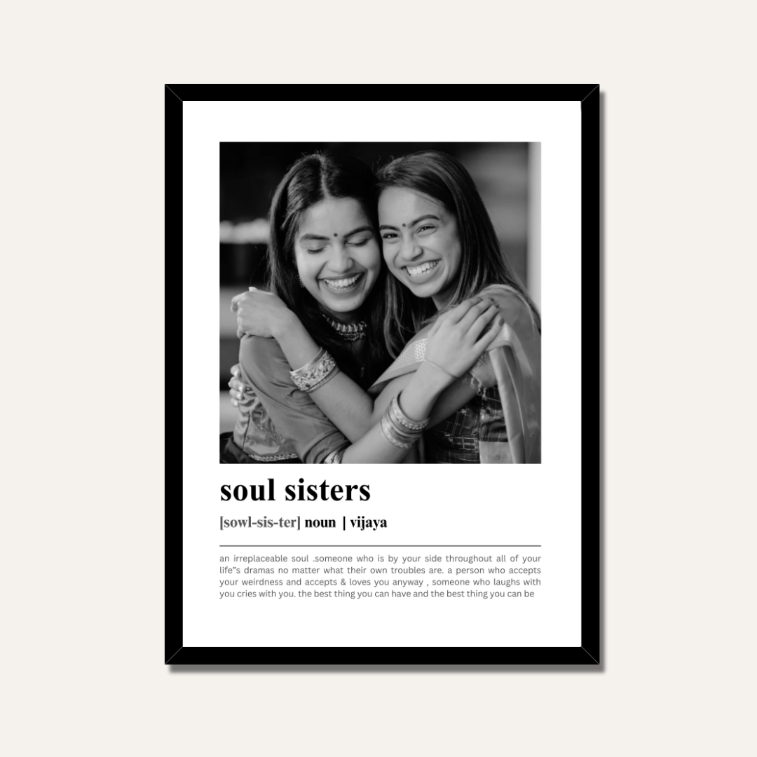 Personalized "Soul Sisters" Dictionary Definition Photo Frame | Custom sister Art custom Premium Wall Art Canvas by MeriDeewar