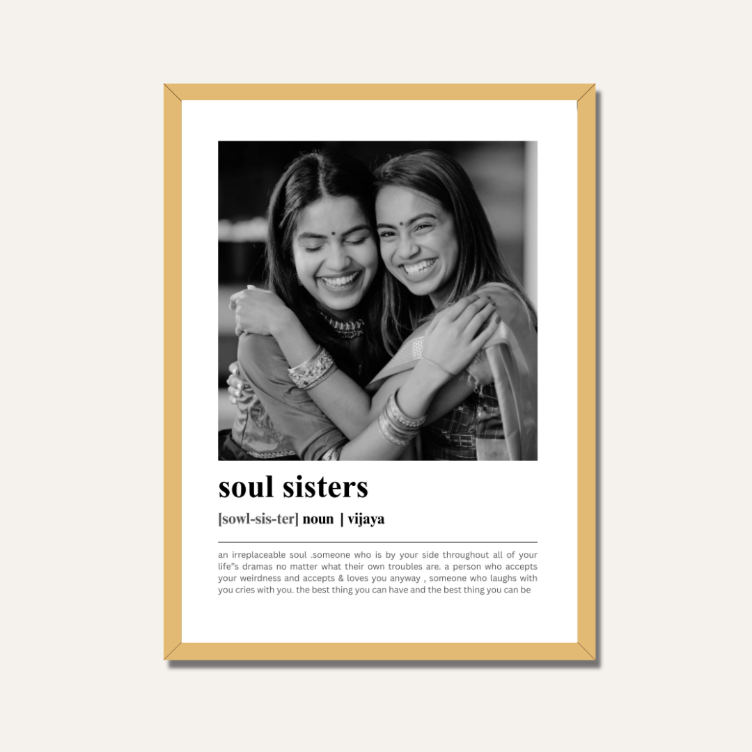 Personalized "Soul Sisters" Dictionary Definition Photo Frame | Custom sister Art custom Premium Wall Art Canvas by MeriDeewar