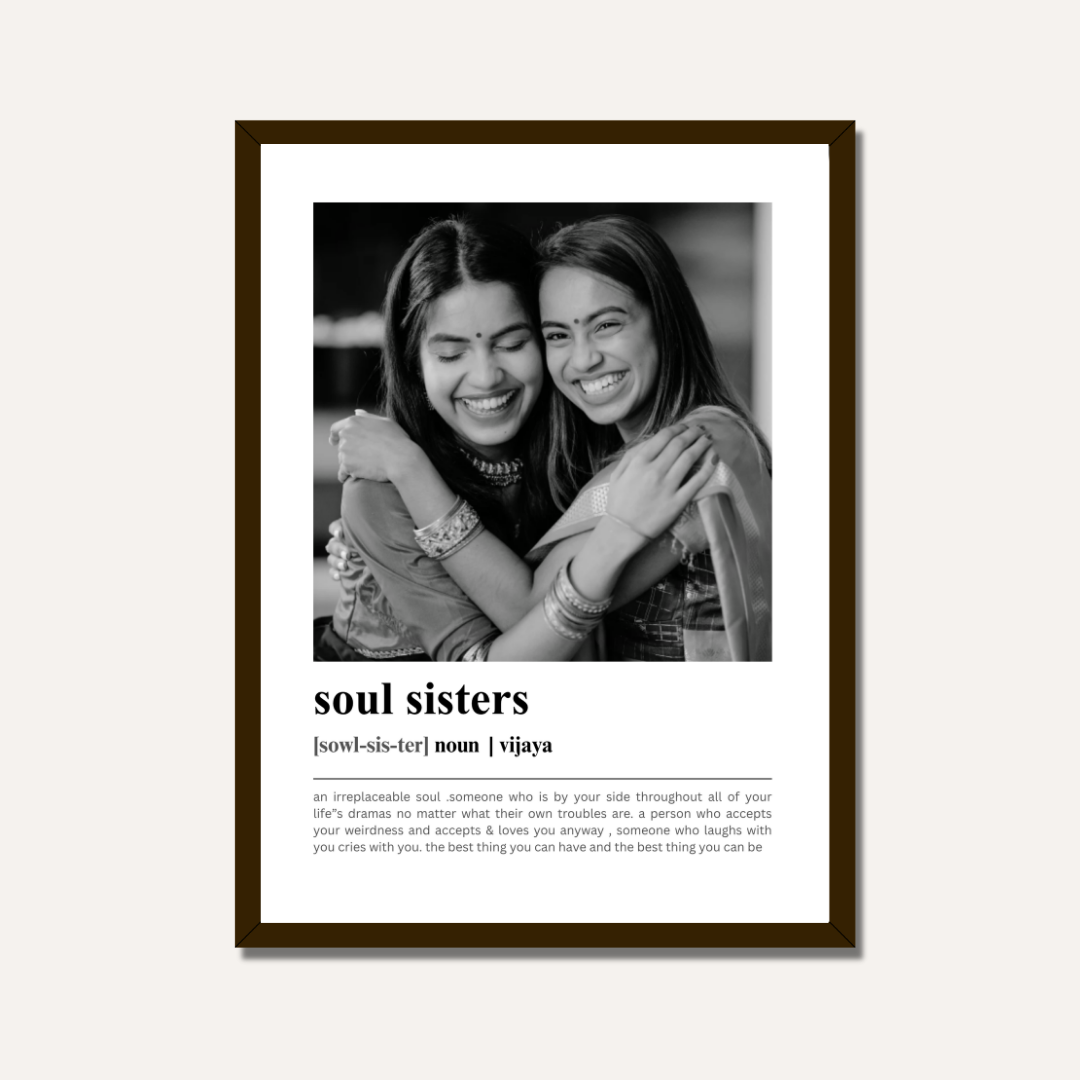 Personalized "Soul Sisters" Dictionary Definition Photo Frame | Custom sister Art custom Premium Wall Art Canvas by MeriDeewar
