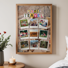 Personalized Travel & Picnic Scrapbook Photo Frame | Custom 9-Picture Map Collage custom Premium Wall Art Canvas by MeriDeewar