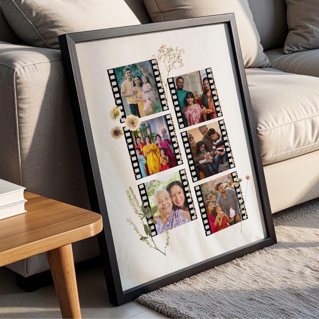Personalized Vintage Film Strip Photo Collage Frame | Custom Nostalgia Art custom Premium Wall Art Canvas by MeriDeewar