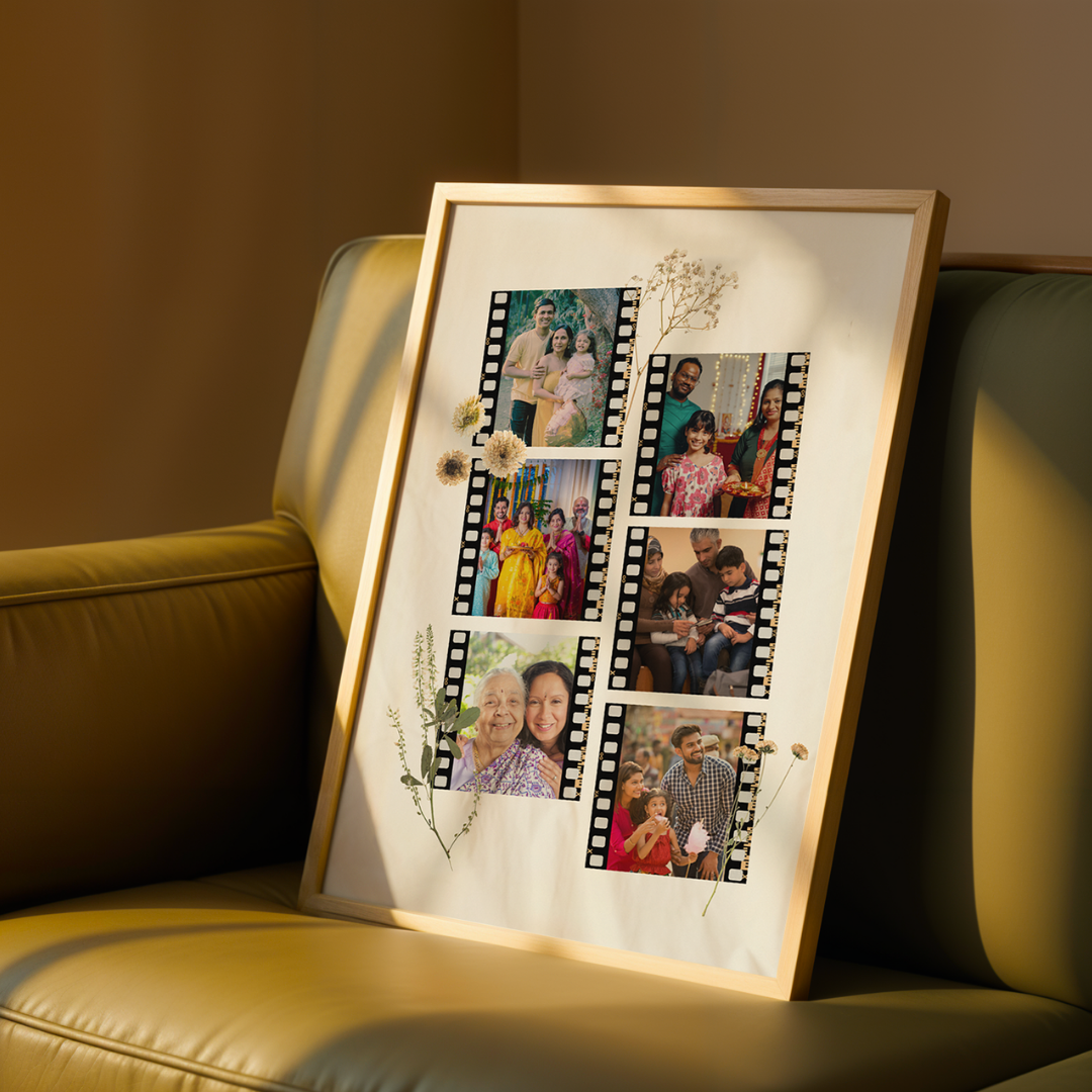 Personalized Vintage Film Strip Photo Collage Frame | Custom Nostalgia Art custom Premium Wall Art Canvas by MeriDeewar