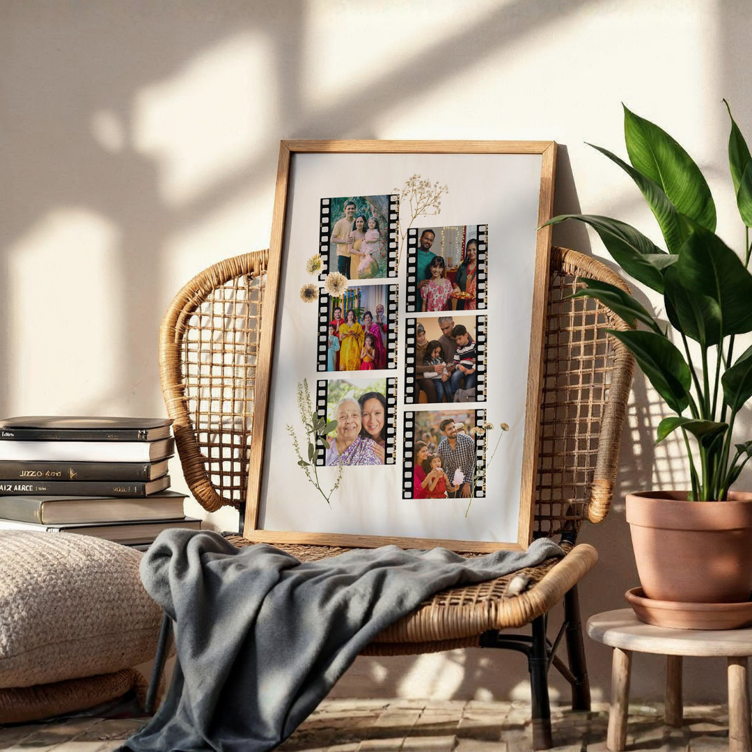 Personalized Vintage Film Strip Photo Collage Frame | Custom Nostalgia Art custom Premium Wall Art Canvas by MeriDeewar