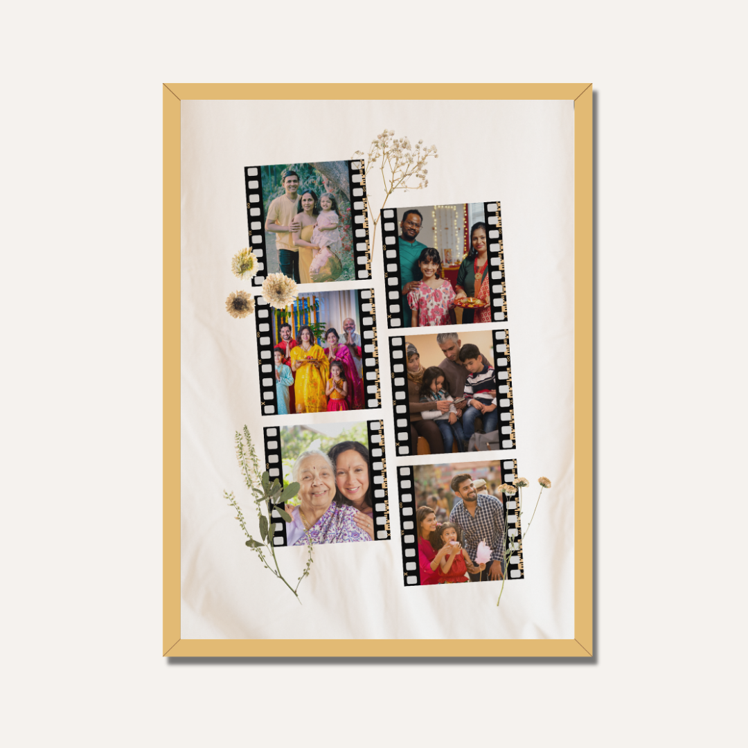 Personalized Vintage Film Strip Photo Collage Frame | Custom Nostalgia Art custom Premium Wall Art Canvas by MeriDeewar