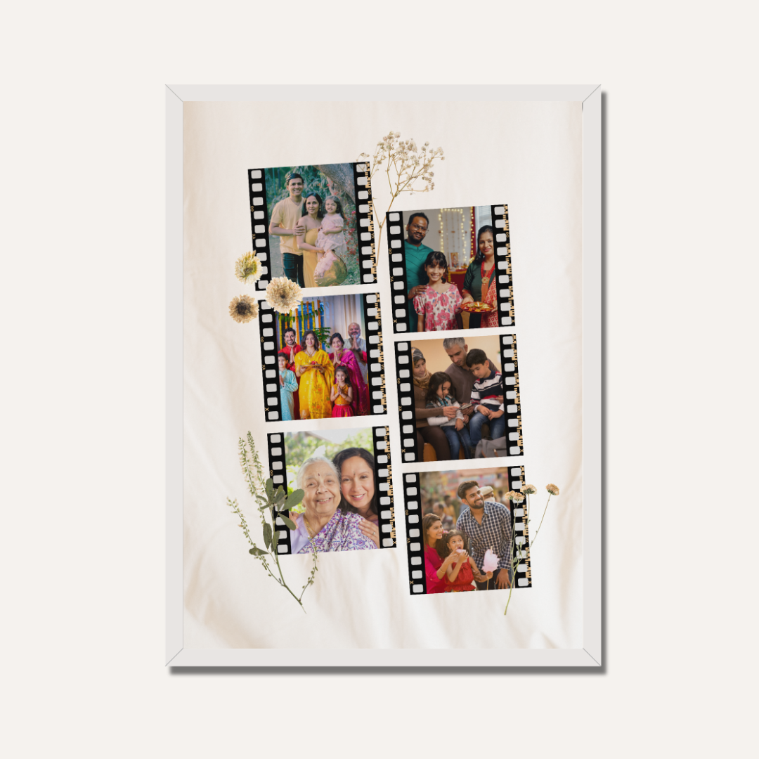 Personalized Vintage Film Strip Photo Collage Frame | Custom Nostalgia Art custom Premium Wall Art Canvas by MeriDeewar