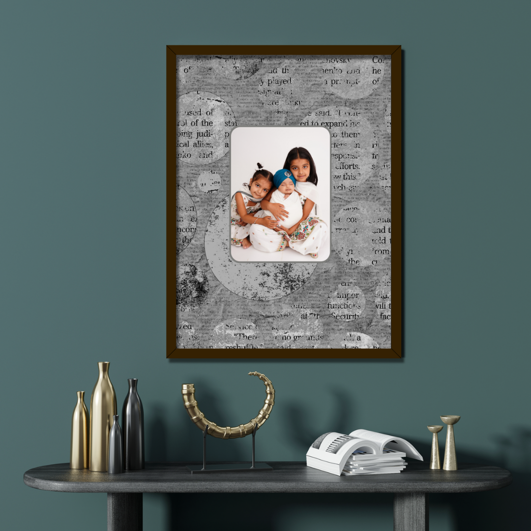 Personalized Vintage Newspaper Typography Photo Frame | Custom Eclectic Wall Art custom Premium Wall Art Canvas by MeriDeewar