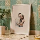 Personalized Watercolor Couple Portrait Frame | Custom Wedding & Anniversary Art custom Premium Wall Art Canvas by MeriDeewar