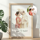 Personalized Watercolor Couple Portrait Frame | Custom Wedding & Anniversary Art custom Premium Wall Art Canvas by MeriDeewar