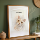 Personalized Watercolor Pet Portrait Frame | Custom Roman Numeral Pet Art custom Premium Wall Art Canvas by MeriDeewar