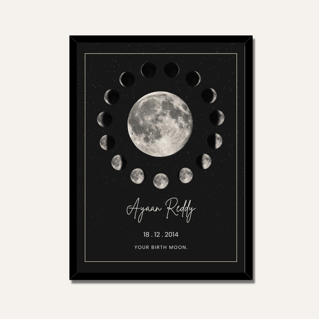 Personalized "Your Birth Moon" Phase Circle Frame | Custom Celestial Wall Art custom Premium Wall Art Canvas by MeriDeewar