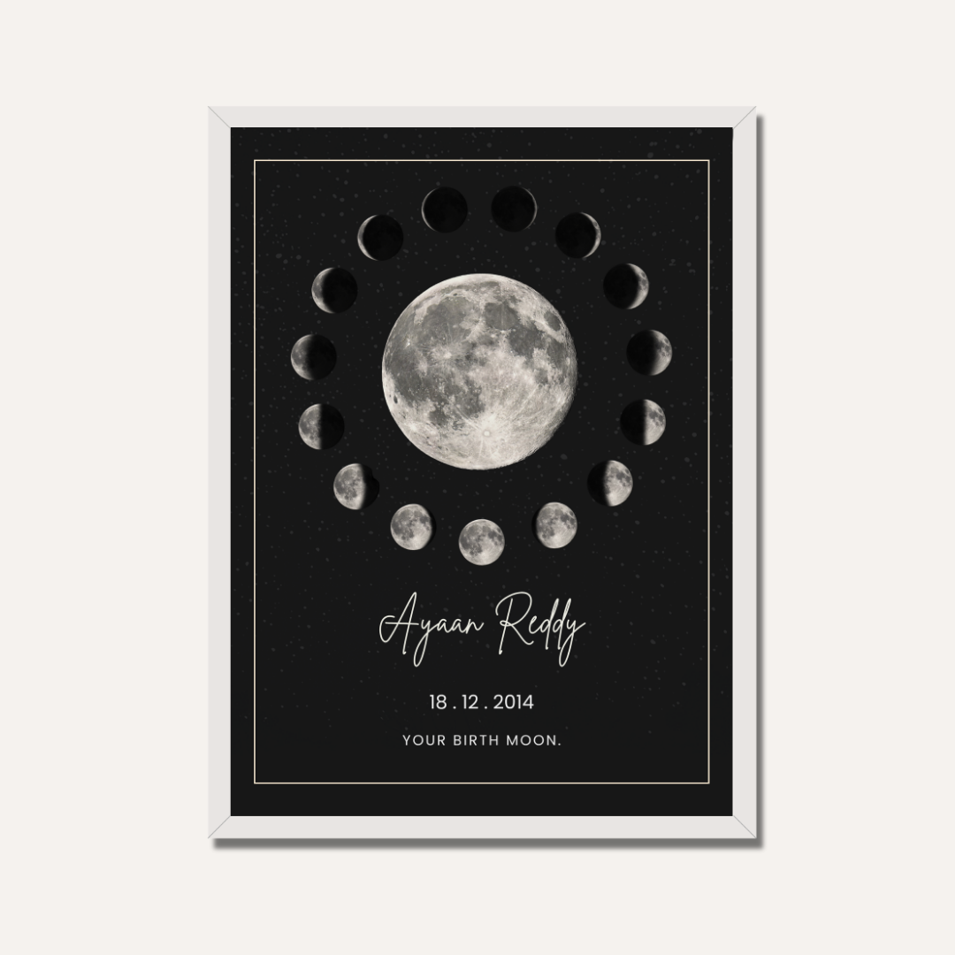 Personalized "Your Birth Moon" Phase Circle Frame | Custom Celestial Wall Art custom Premium Wall Art Canvas by MeriDeewar