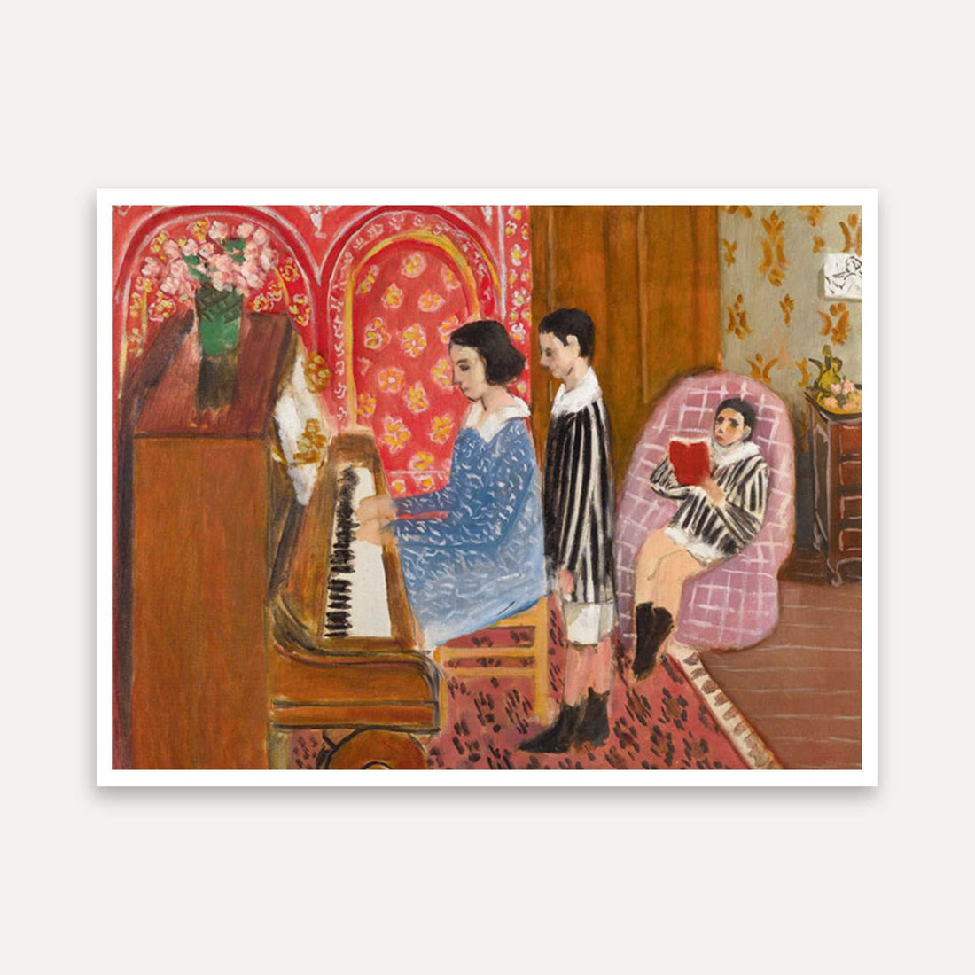 Piano Lesson Painting by Henri Matisse | Warm Colourful Wall Art for Living Room 5 : 4 Horizontal Premium Wall Art Canvas by MeriDeewar