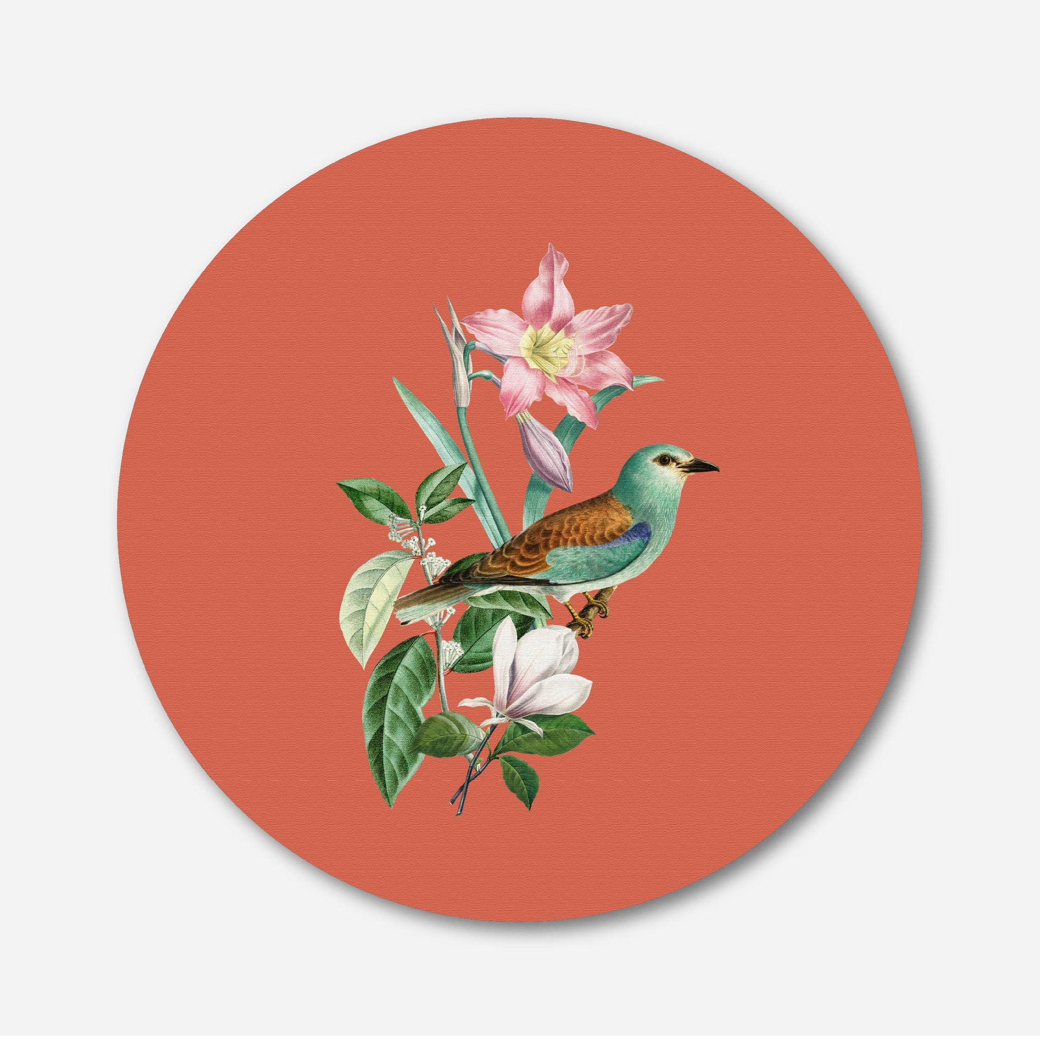 Pichwai Bird Circular Canvas Frame Circular Canvas Frame Premium Wall Art Canvas by MeriDeewar