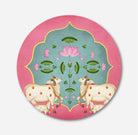 Pichwai Cow and Lotus Circular Canvas Frame Circular Canvas Frame Premium Wall Art Canvas by MeriDeewar