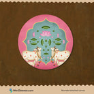 Pichwai Cow and Lotus Circular Canvas Frame Circular Canvas Frame Premium Wall Art Canvas by MeriDeewar