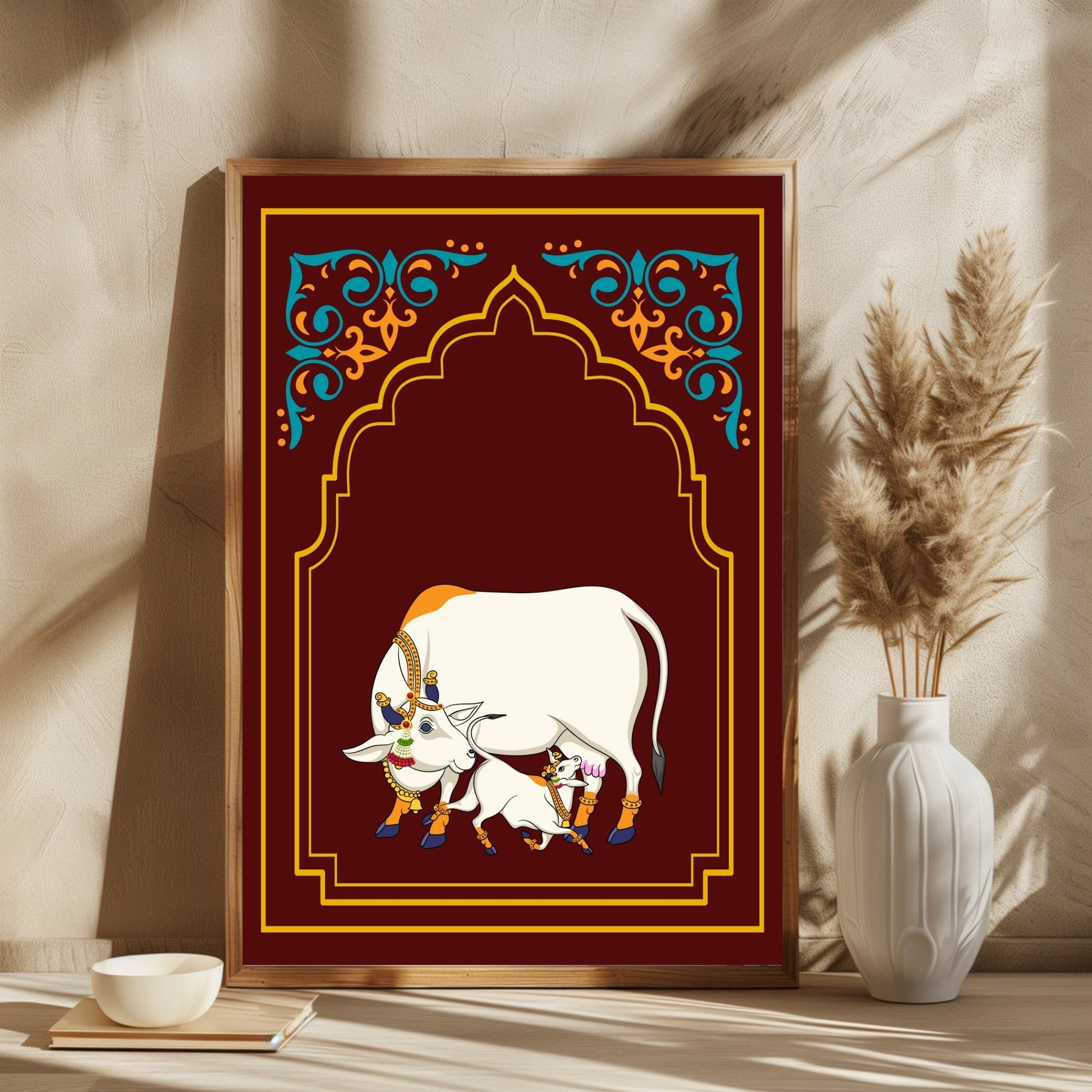 pichwai cow painting vastu 2 : 3 Vertical Premium Wall Art Canvas by MeriDeewar
