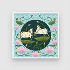 Pichwai Painting of Cow Against Blue 1 : 1 Square Premium Wall Art Canvas by MeriDeewar