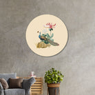 Pichwai scenic Peacock Circular Canvas Frame Circular Canvas Frame Premium Wall Art Canvas by MeriDeewar