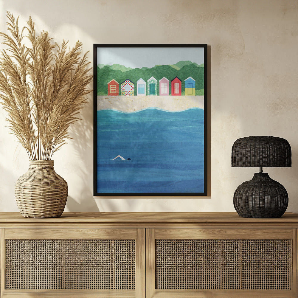 Beach Huts Art Print – Bring Coastal Vibes Home | MeriDeewar