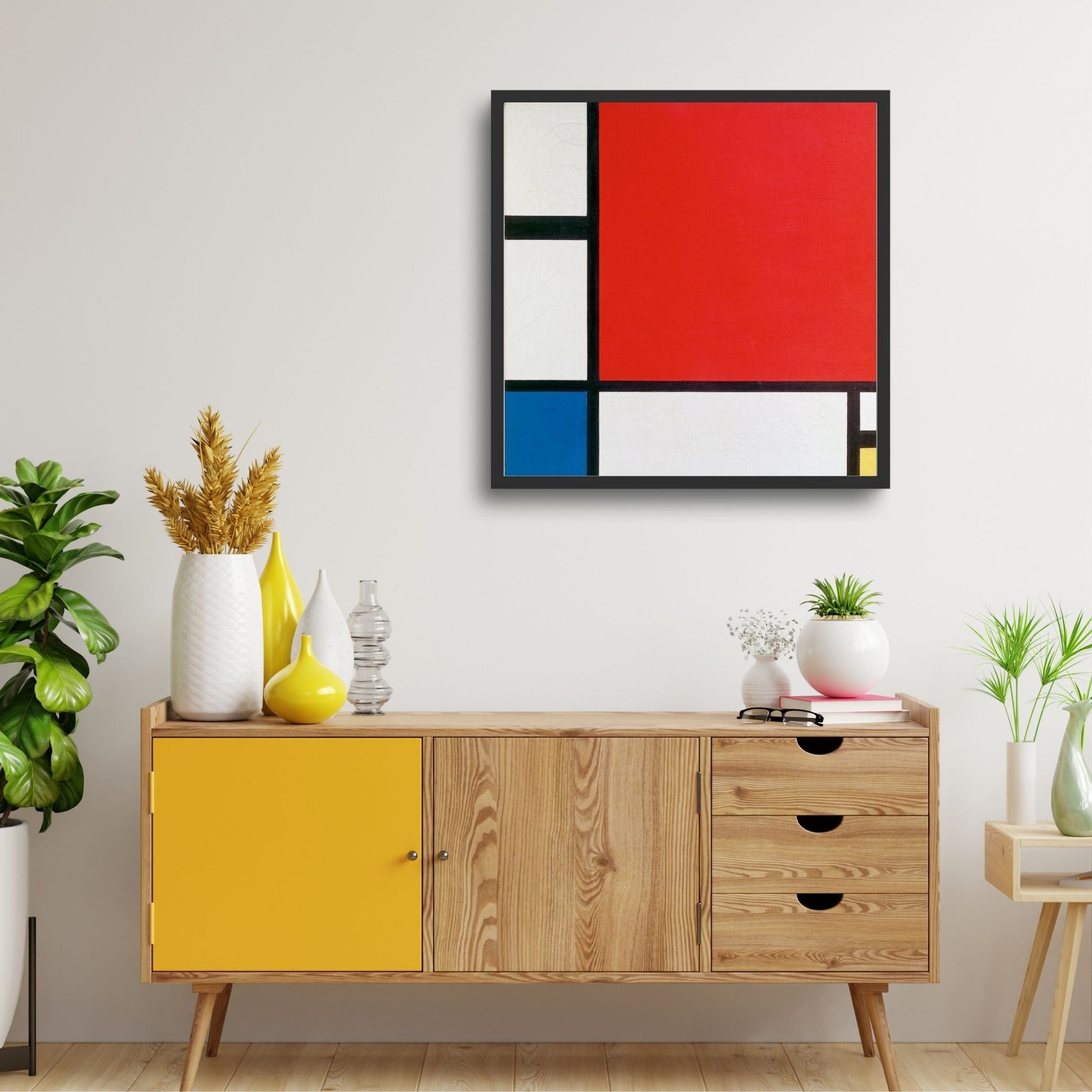 Piet Mondrian: Composition with Red, Blue and Yellow | Iconic Modernist Canvas Art 1 : 1 Square Premium Wall Art Canvas by MeriDeewar