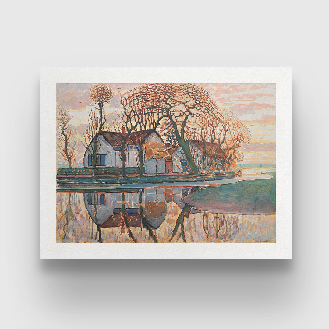 Piet Mondrian Poster Farm near Duivendrecht 3 : 4 Horizontal New Premium Wall Art Canvas by MeriDeewar