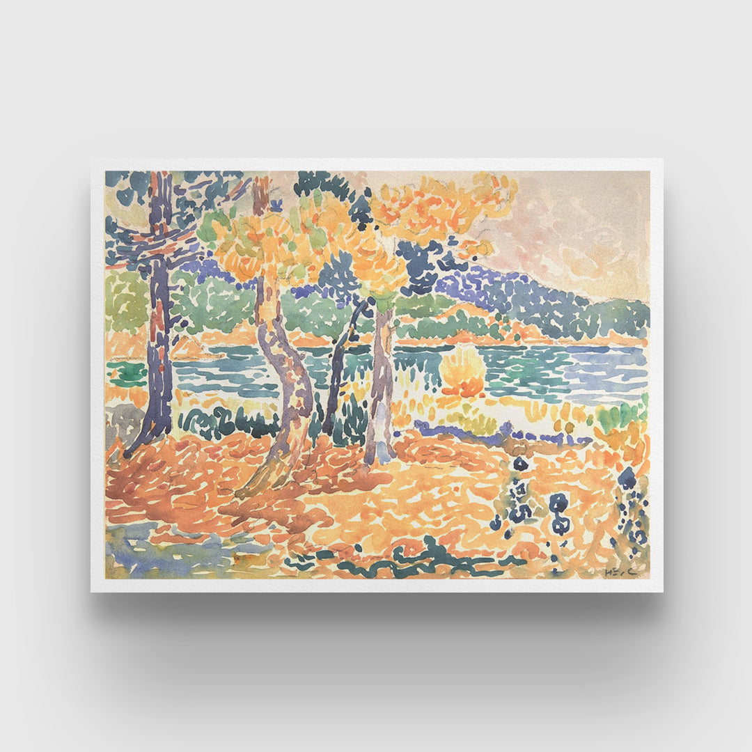 Pines on the Coastline Painting By  Henri-Edmond Cross 3 : 4 Horizontal New Premium Wall Art Canvas by MeriDeewar