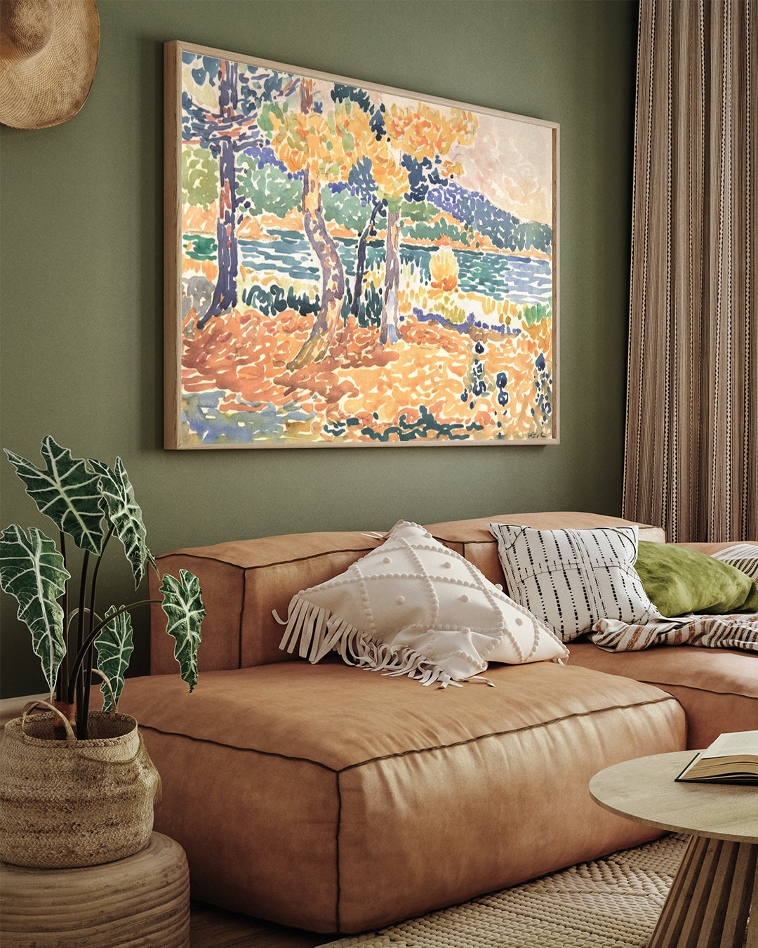 Pines on the Coastline Painting By  Henri-Edmond Cross 3 : 4 Horizontal New Premium Wall Art Canvas by MeriDeewar