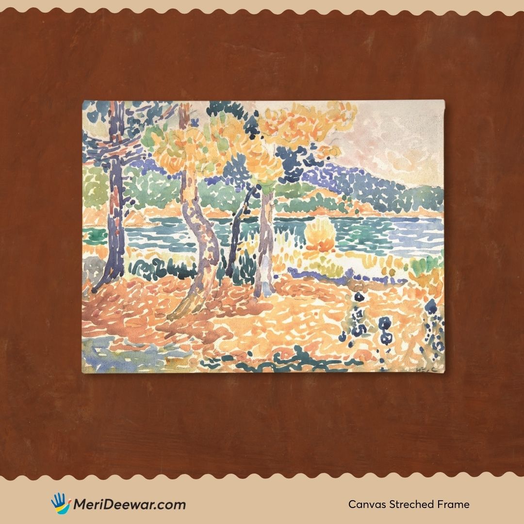 Pines on the Coastline Painting By  Henri-Edmond Cross 3 : 4 Horizontal New Premium Wall Art Canvas by MeriDeewar