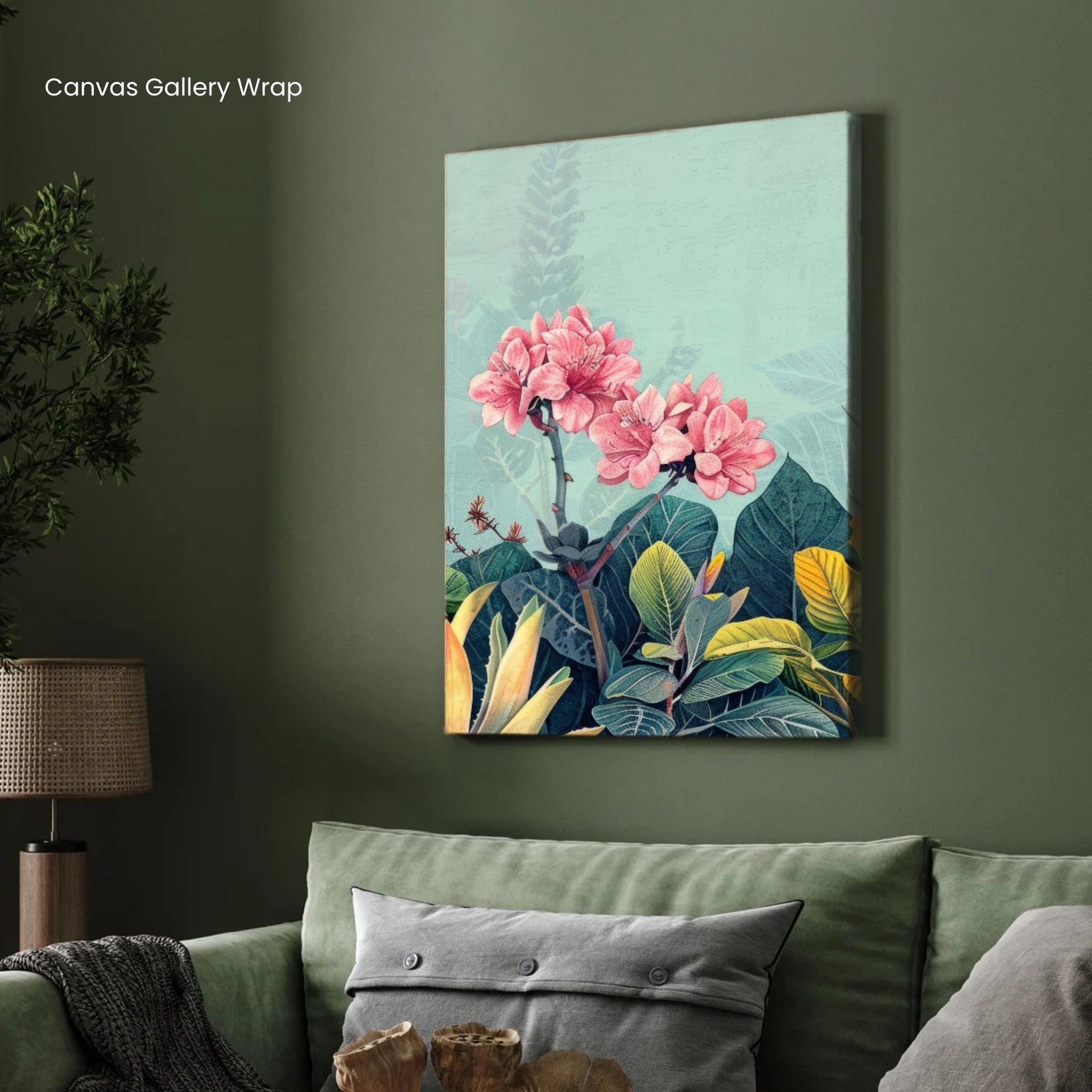 Pink Paradise – Modern Botanical Canvas Print 2 : 3 Vertical Premium Wall Art Canvas by MeriDeewar