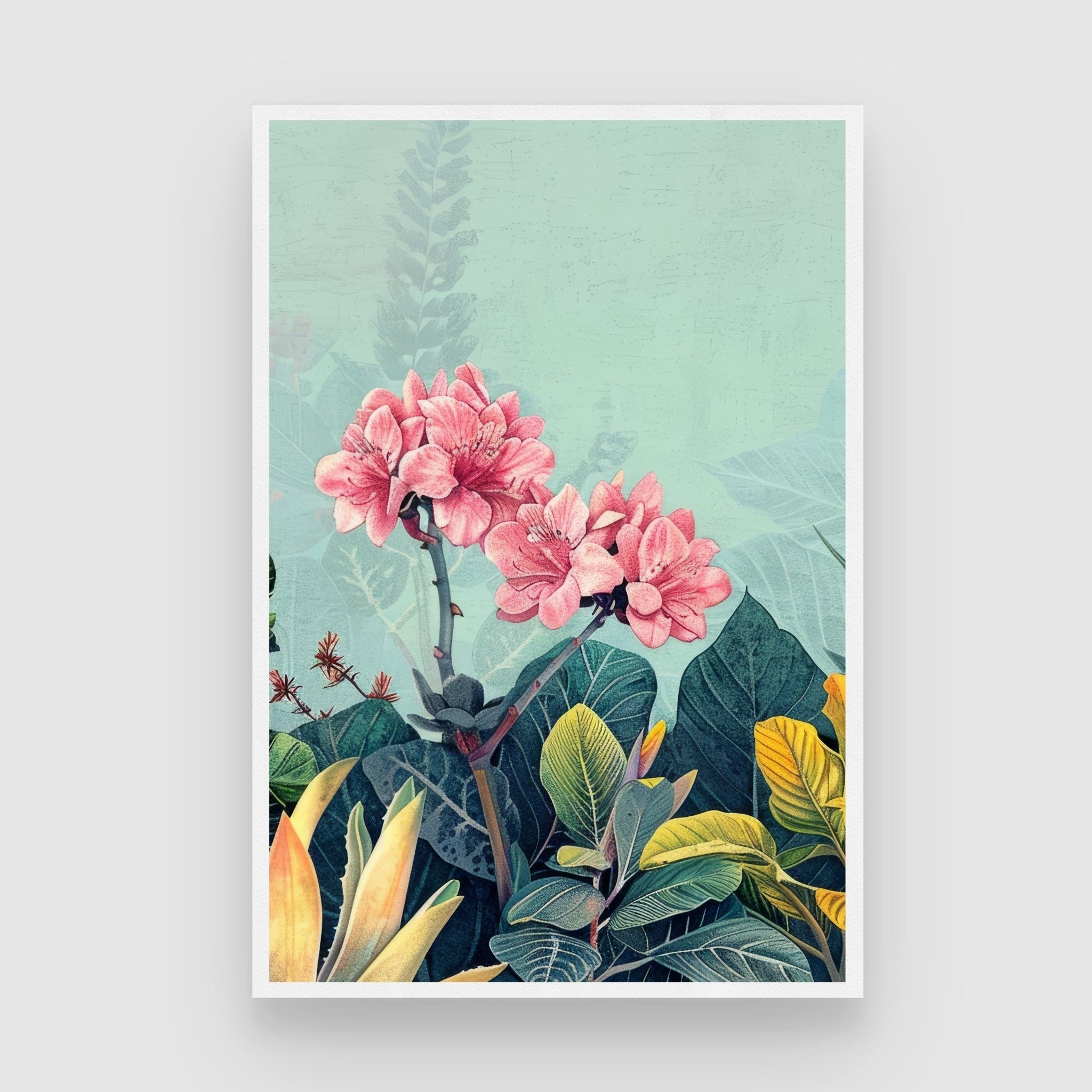 Pink Paradise – Modern Botanical Canvas Print 2 : 3 Vertical Premium Wall Art Canvas by MeriDeewar