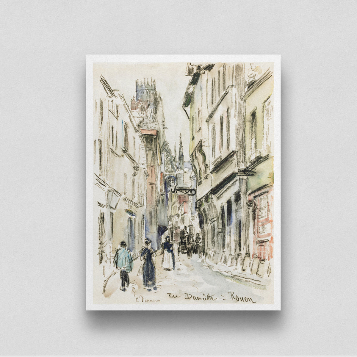 Pisarro Town Sketch 3 : 4 Vertical New Premium Wall Art Canvas by MeriDeewar