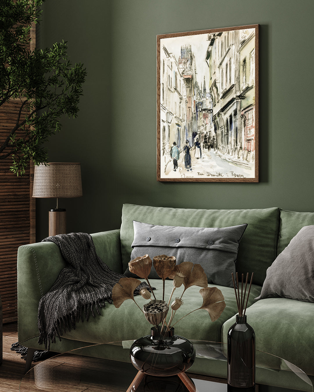 Pisarro Town Sketch 3 : 4 Vertical New Premium Wall Art Canvas by MeriDeewar